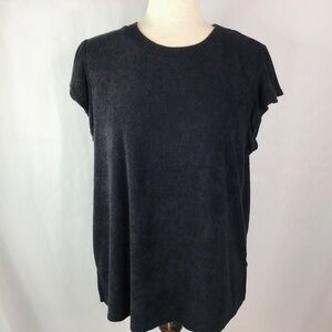 Black Top SCOOP Flutter Sleeve Modest Super Soft Fabric Size L Capsule Minimal